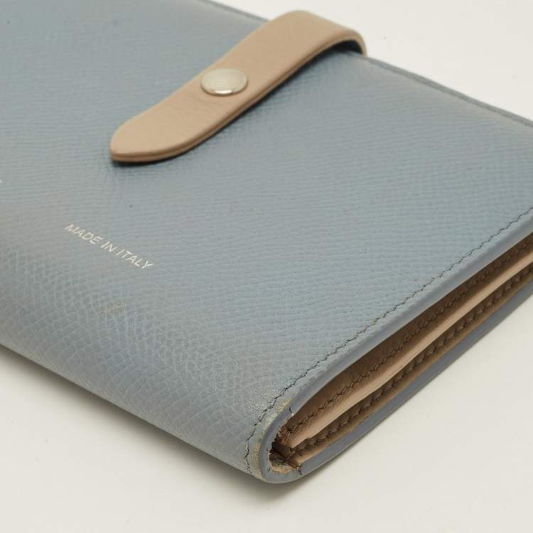 Pre Owned Celine Strap Medium Light Blue/Beige Leather Wallet
