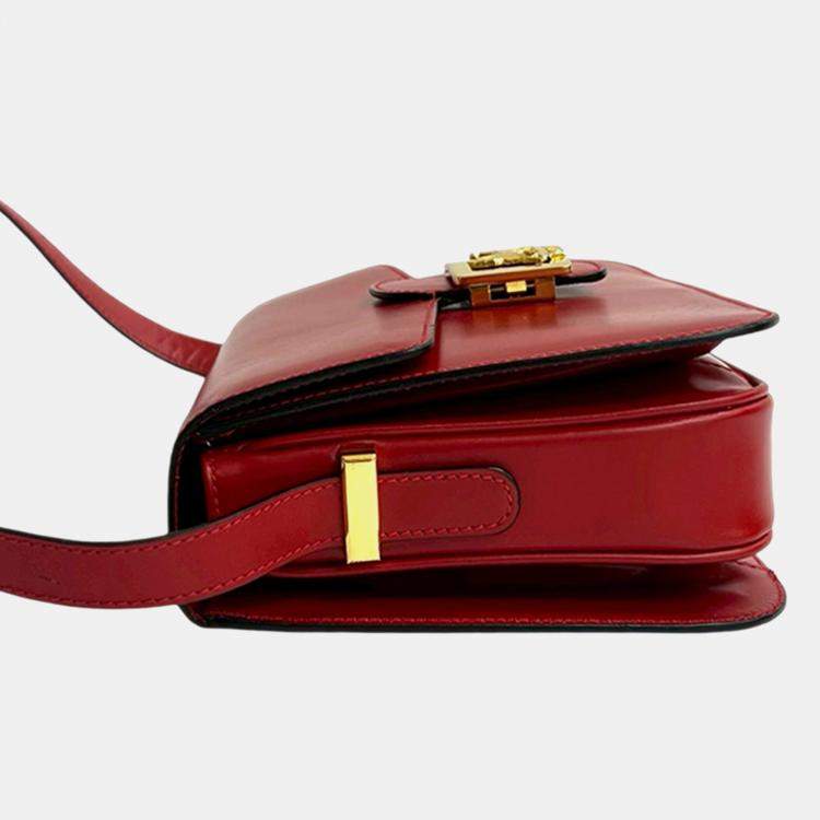 Pre Owned Celine Red Calfskin Horse Carriage Crossbody