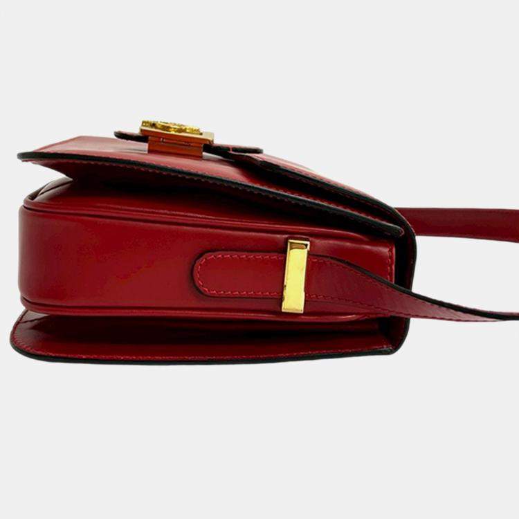 Pre Owned Celine Red Calfskin Horse Carriage Crossbody
