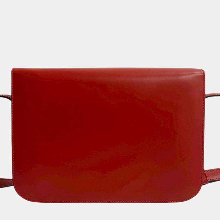 Pre Owned Celine Red Calfskin Horse Carriage Crossbody