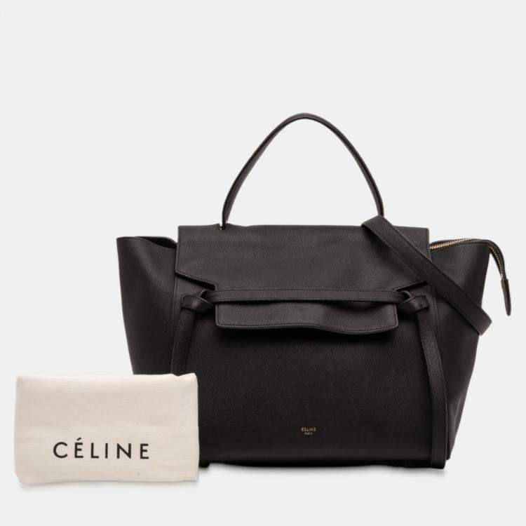Pre Owned Celine Black Mini Grained Calfskin Belt Satchel