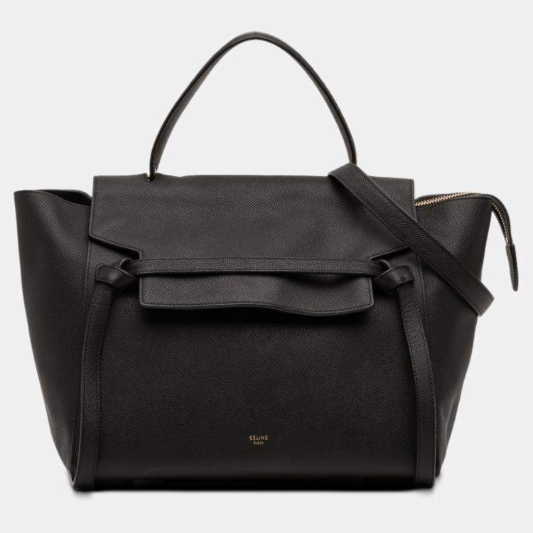 Pre Owned Celine Black Mini Grained Calfskin Belt Satchel