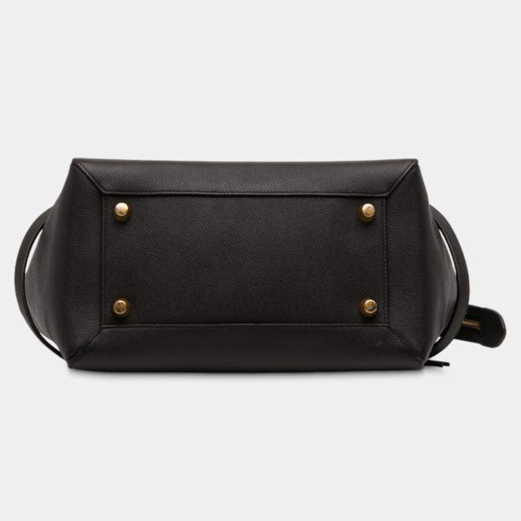 Pre Owned Celine Black Mini Grained Calfskin Belt Satchel