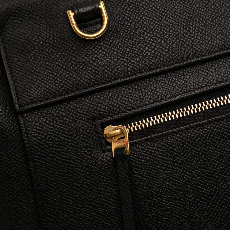 Pre Owned Celine Black Mini Grained Calfskin Belt Satchel