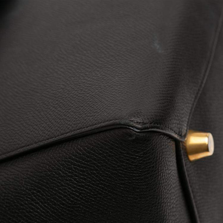 Pre Owned Celine Black Mini Grained Calfskin Belt Satchel