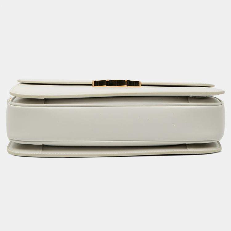 Pre Owned Celine White Large Shiny Calfskin Triomphe Crossbody