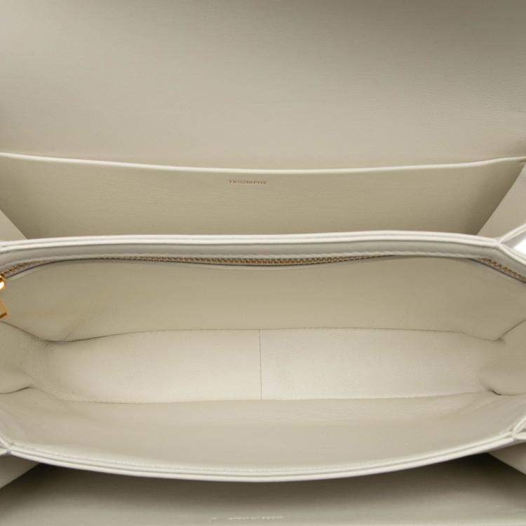 Pre Owned Celine White Large Shiny Calfskin Triomphe Crossbody