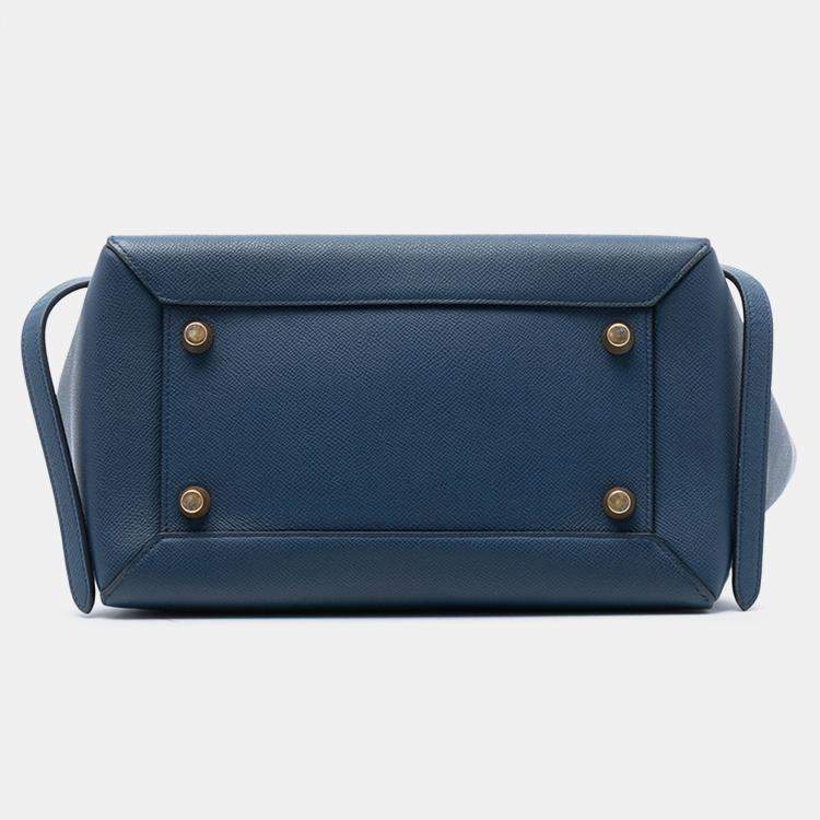Pre Owned Celine Blue Mini Grained Calfskin Belt Bag