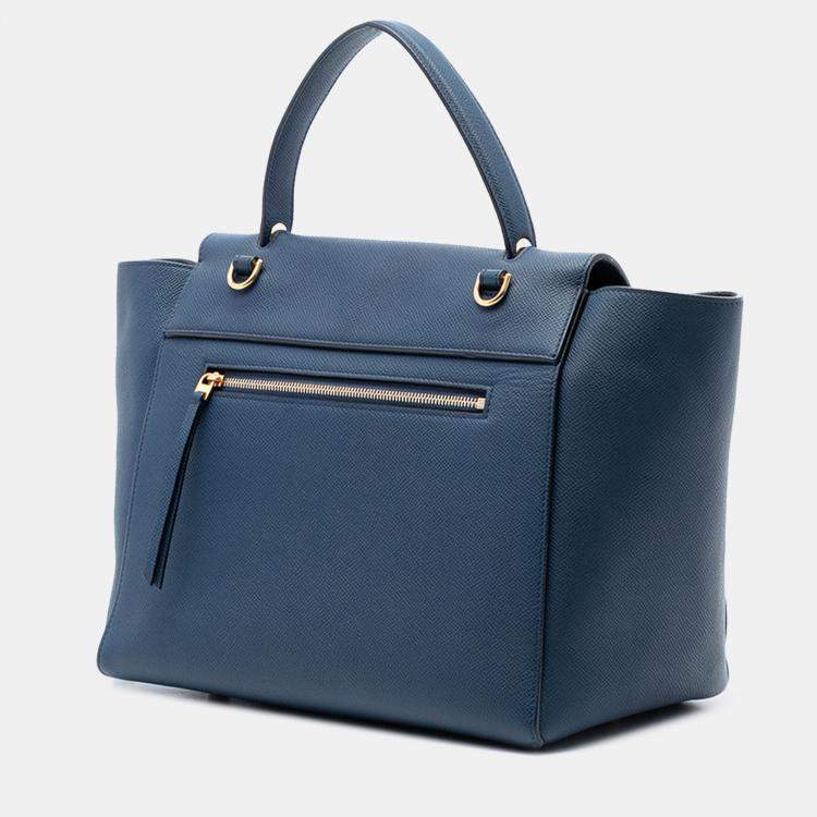 Pre Owned Celine Blue Mini Grained Calfskin Belt Bag