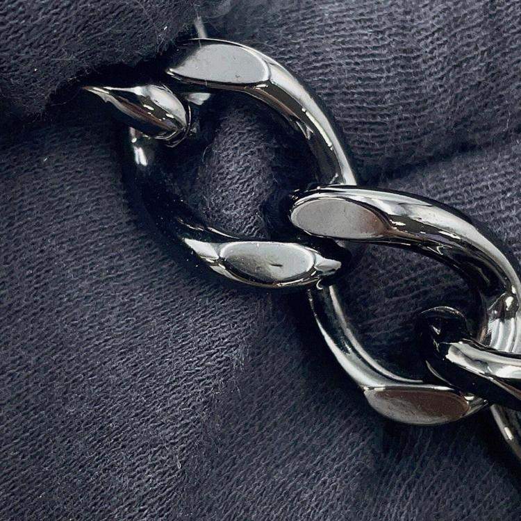 Pre Owned Celine Mono Chrome Chain shoulder Bag Black Leather