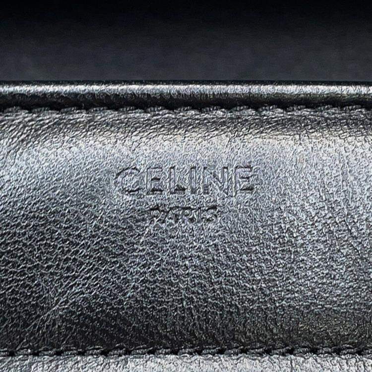 Pre Owned Celine Mono Chrome Chain shoulder Bag Black Leather