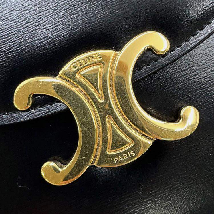 Pre Owned Celine Mini Buzas Claire 2-Way Bag Black Calf Leather Size Mini