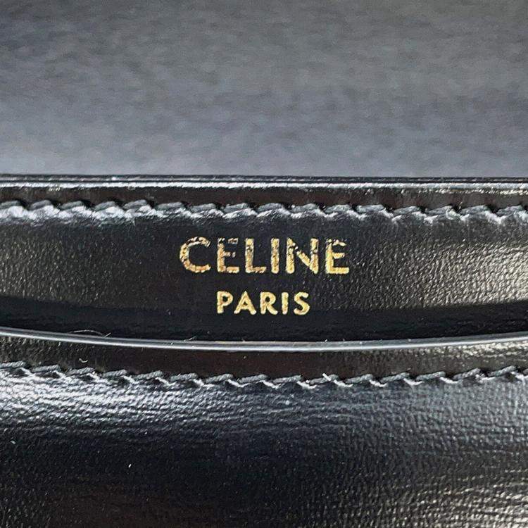 Pre Owned Celine Mini Buzas Claire 2-Way Bag Black Calf Leather Size Mini
