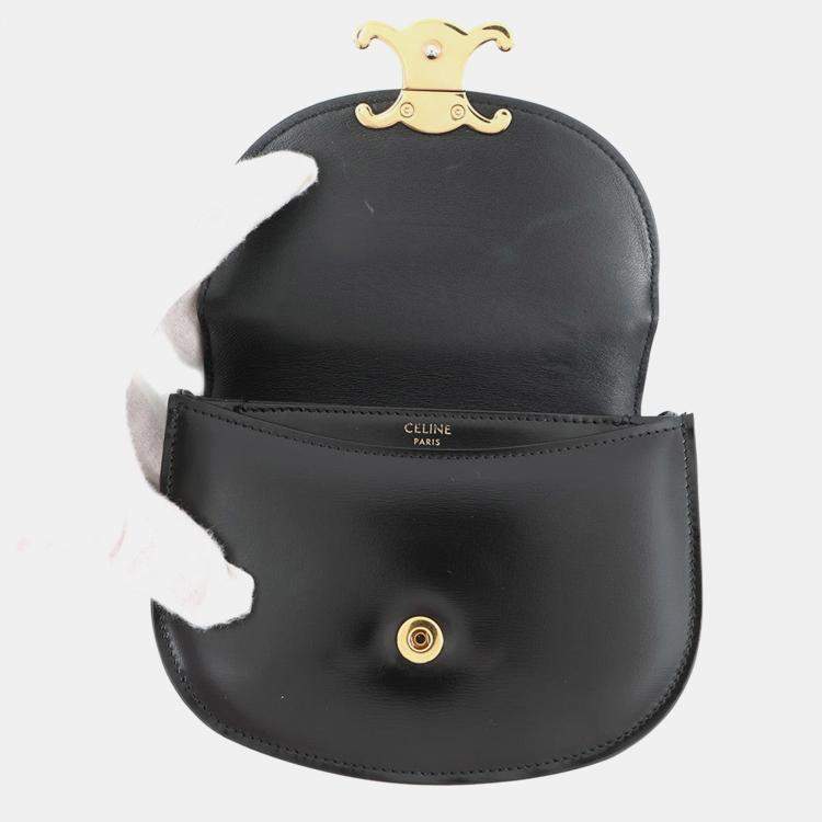 Pre Owned Celine Mini Buzas Claire 2-Way Bag Black Calf Leather Size Mini