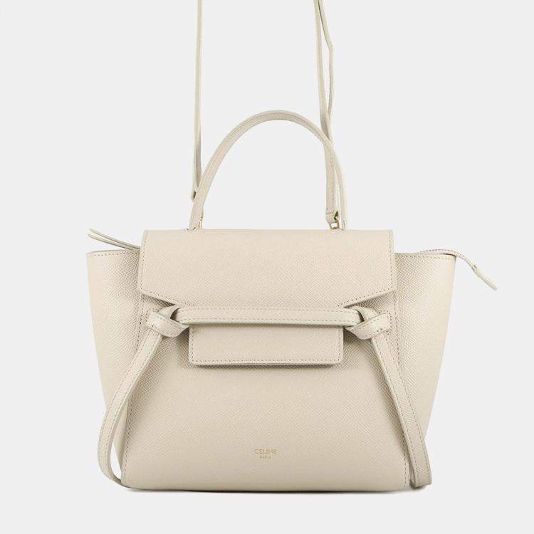 Pre Owned Celine Belt Bag Cream Leather Size Nano