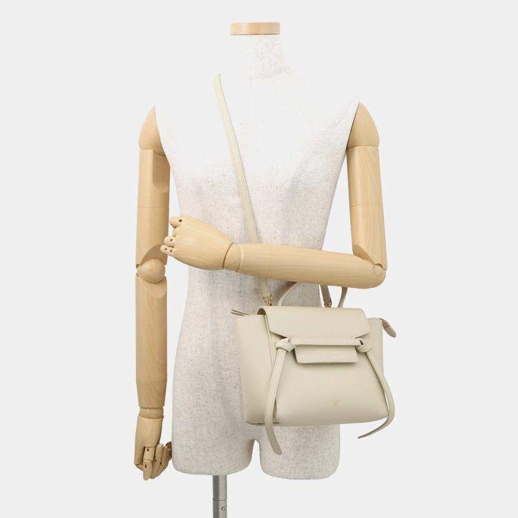Pre Owned Celine Belt Bag Cream Leather Size Nano