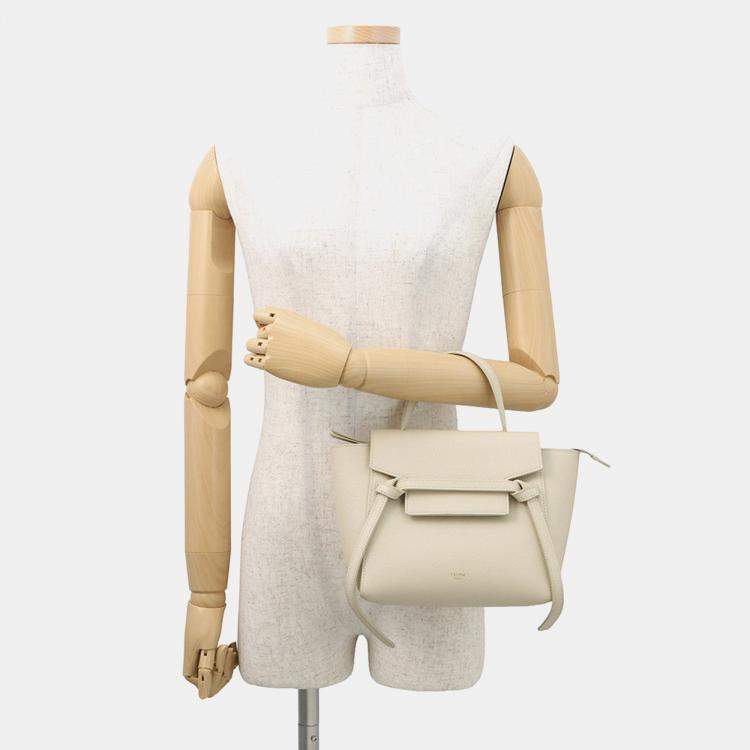 Pre Owned Celine Belt Bag Cream Leather Size Nano