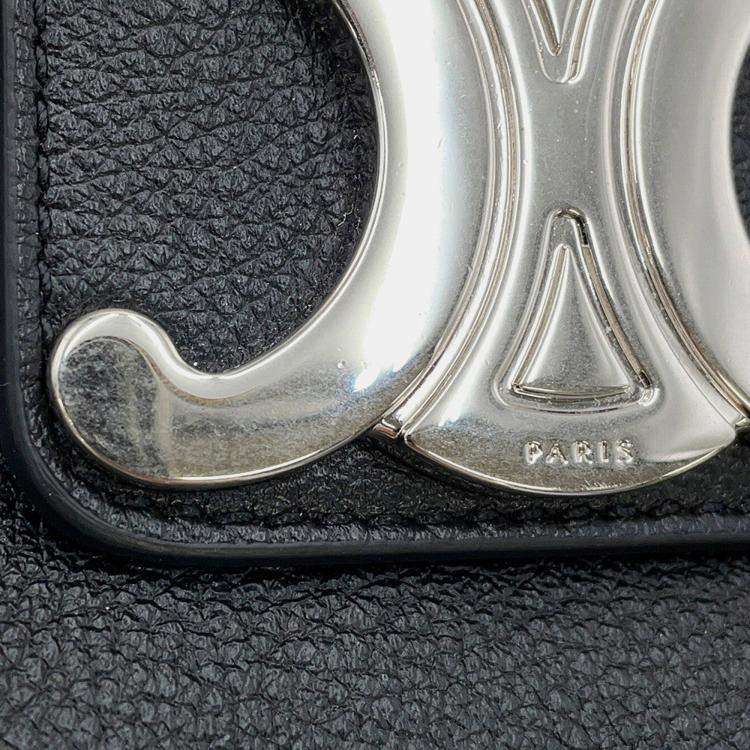 Pre Owned Celine Victoire Chain Shoulder Bag Black Calf Leather Size Medium