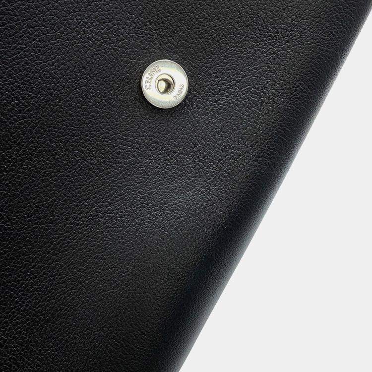 Pre Owned Celine Victoire Chain Shoulder Bag Black Calf Leather Size Medium