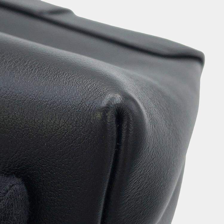 Pre Owned Celine Victoire Chain Shoulder Bag Black Calf Leather Size Medium