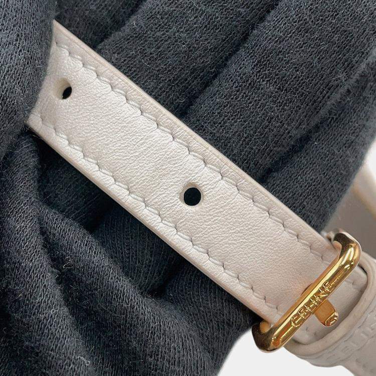 مملوكة مسبقًا Celine Cuir Triomphe Shoulder Bag White Leather