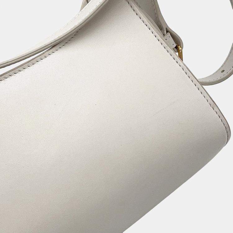 مملوكة مسبقًا Celine Cuir Triomphe Shoulder Bag White Leather
