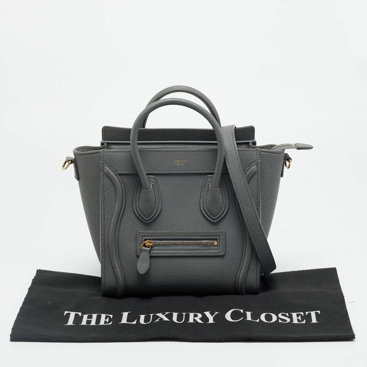 Pre Owned Celine Luggage Nano Grey Leather Tote