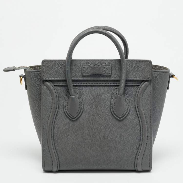 Pre Owned Celine Luggage Nano Grey Leather Tote