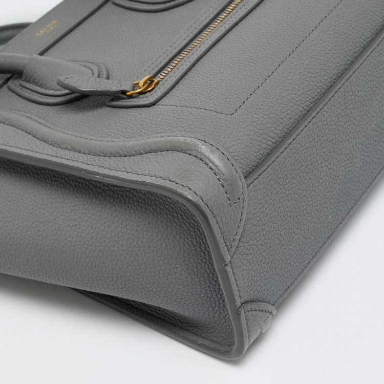Pre Owned Celine Luggage Nano Grey Leather Tote
