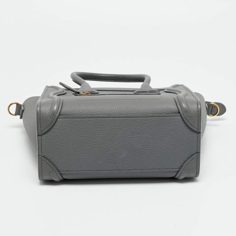 Pre Owned Celine Luggage Nano Grey Leather Tote