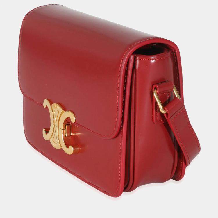 Pre Owned Celine Red Shiny Calfskin Teen Triomphe