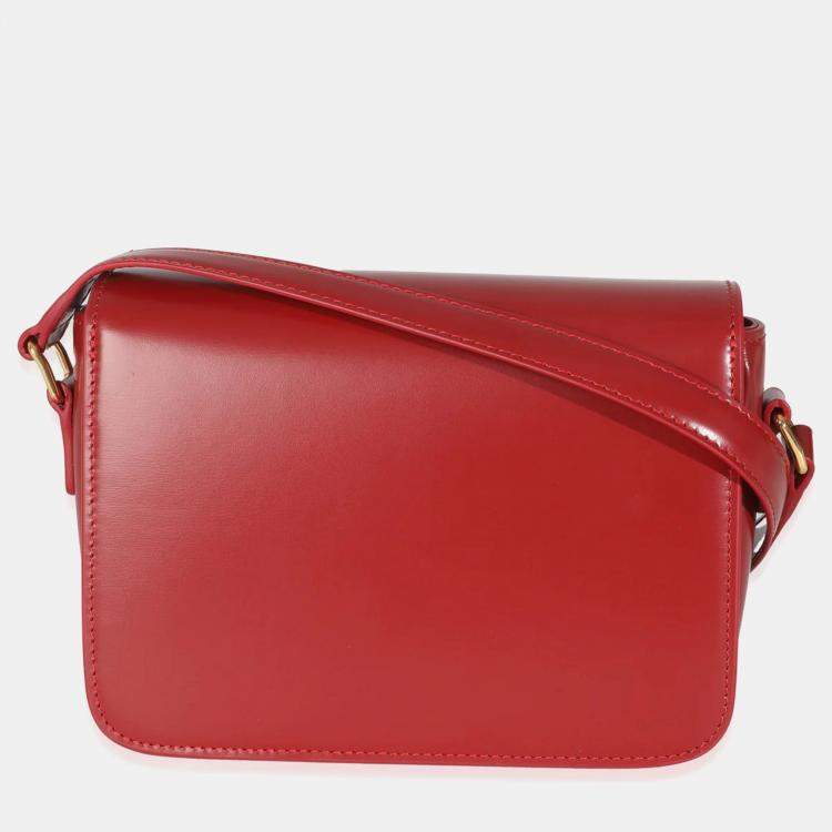 Pre Owned Celine Red Shiny Calfskin Teen Triomphe