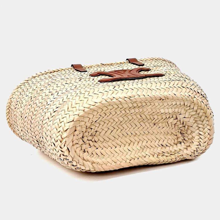 Pre Owned Celine Beige/Brown Raffia Triumph Raffia Tote Bag