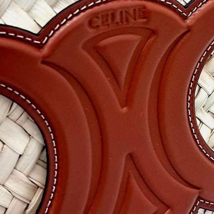 Pre Owned Celine Beige/Brown Raffia Triumph Raffia Tote Bag