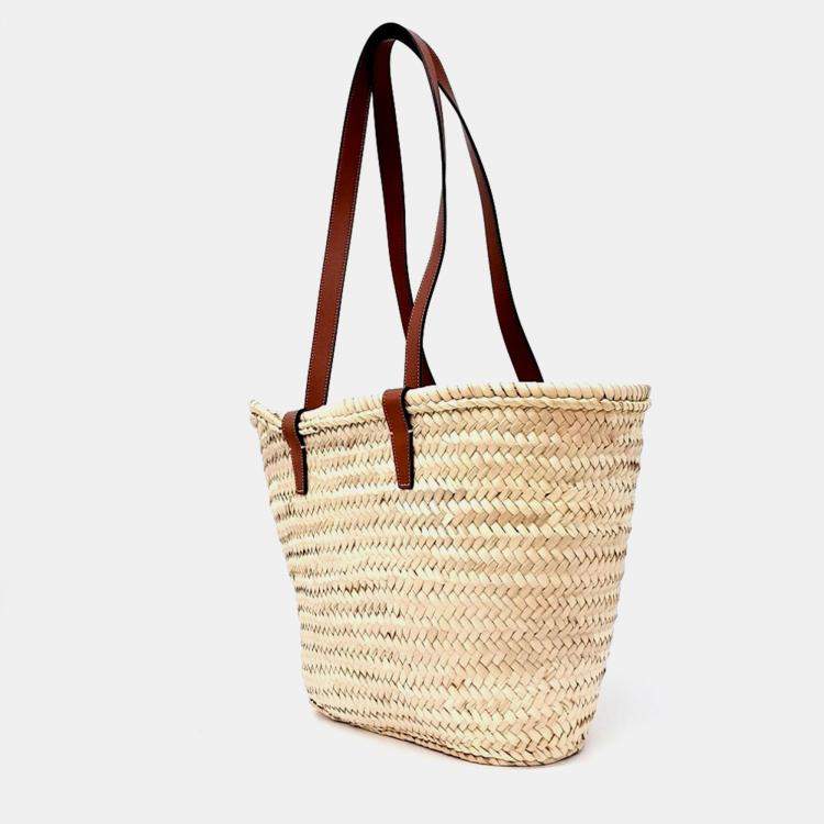 Pre Owned Celine Beige/Brown Raffia Triumph Raffia Tote Bag