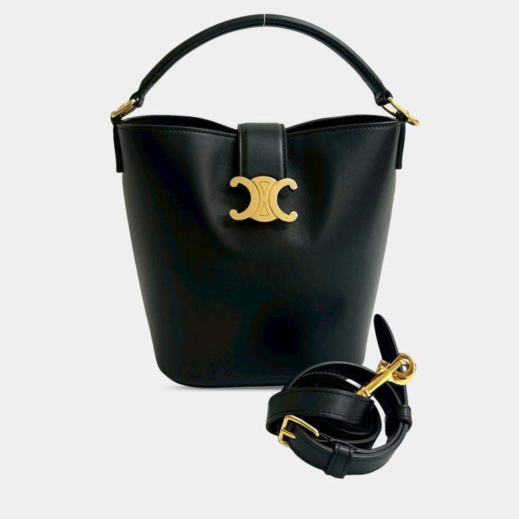 Pre Owned Celine Black Small Smooth Calfskin Louise Bucket Bag