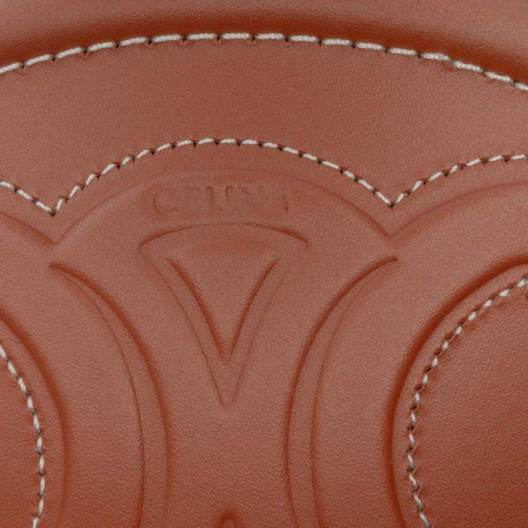 Pre Owned Celine Brown Small Calfskin Cuir Triomphe Oval Crossbody