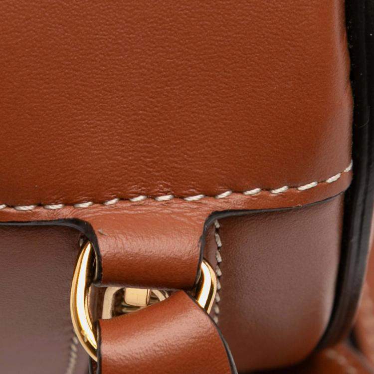 Pre Owned Celine Brown Small Calfskin Cuir Triomphe Oval Crossbody