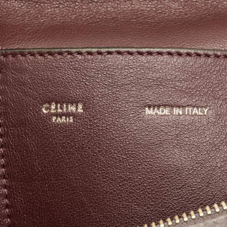 Pre Owned Celine Trapeze Medium Grey/Burgundy Python and Suede Top Handle Bag