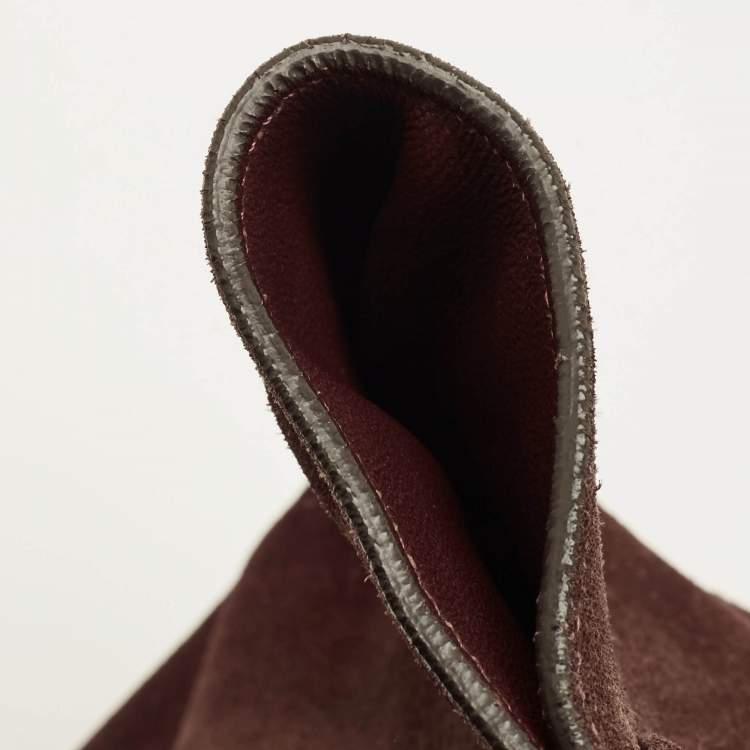 Pre Owned Celine Trapeze Medium Grey/Burgundy Python and Suede Top Handle Bag