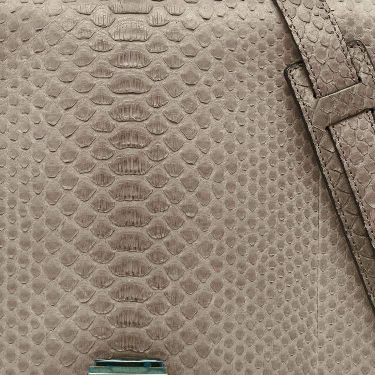 Pre Owned Celine Trapeze Medium Grey/Burgundy Python and Suede Top Handle Bag