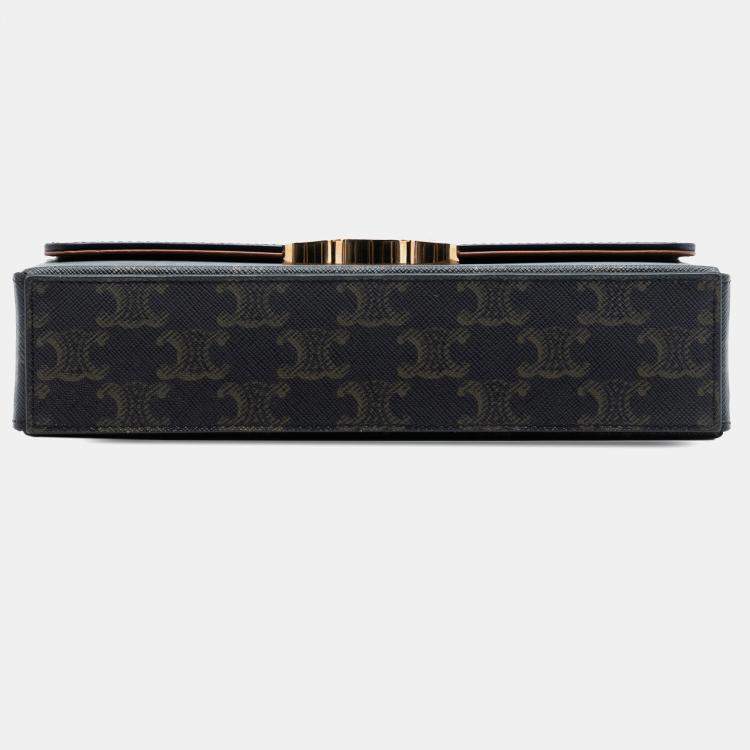 Pre Owned Celine Brown Triomphe Coated Canvas Box Top Handle Bag