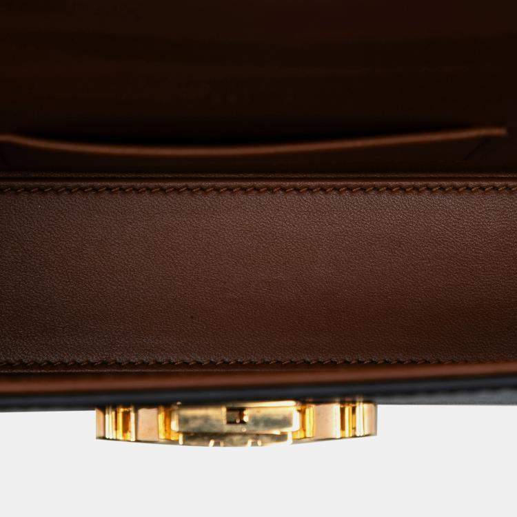 Pre Owned Celine Brown Triomphe Coated Canvas Box Top Handle Bag