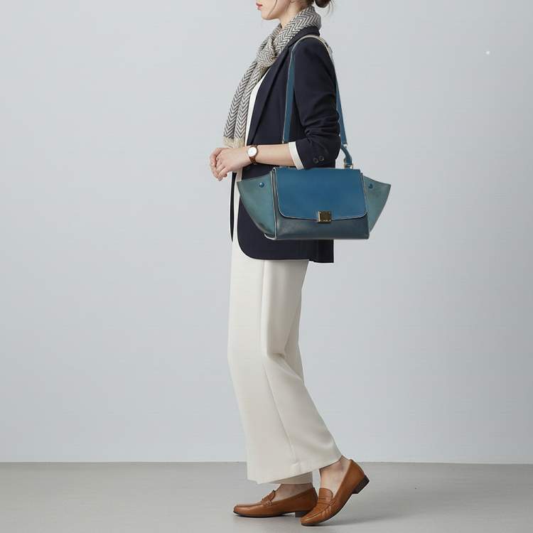 مملوكة مسبقًا Celine Trapeze Small Tricolor Leather Top Handle Bag
