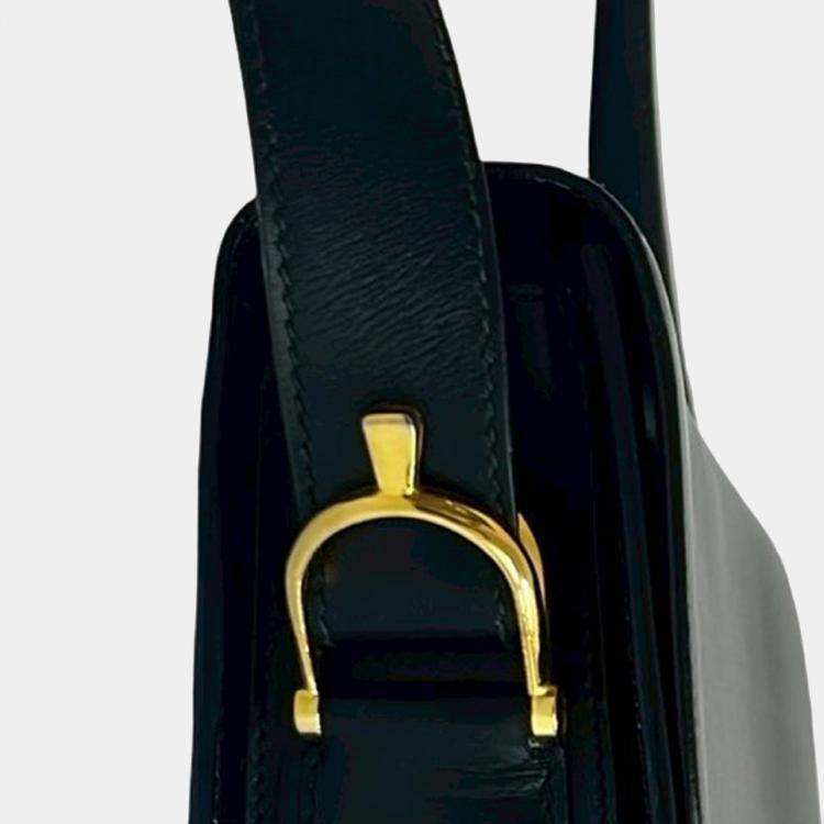 Pre Owned Celine Black Calfskin Horse Carriage Crossbody