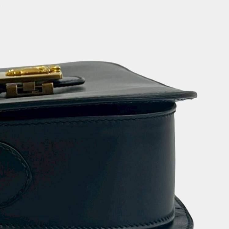 Pre Owned Celine Black Calfskin Horse Carriage Crossbody