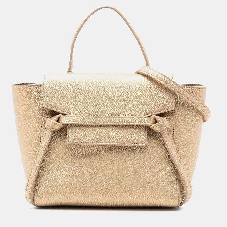 Pre Owned Celine Gold Nano Grained Calfskin Belt Bag