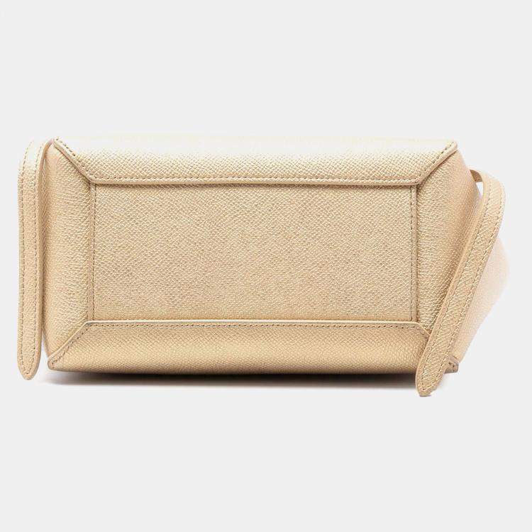 Pre Owned Celine Gold Nano Grained Calfskin Belt Bag