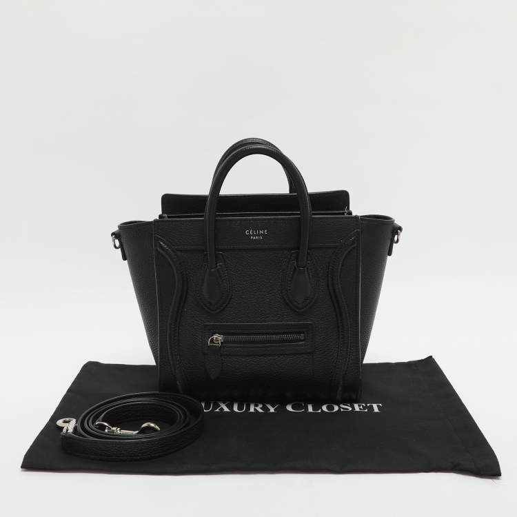 Pre Owned Celine Luggage Nano Black Leather Tote