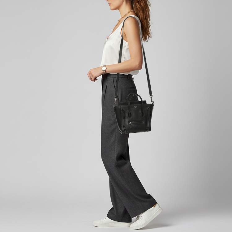 Pre Owned Celine Luggage Nano Black Leather Tote